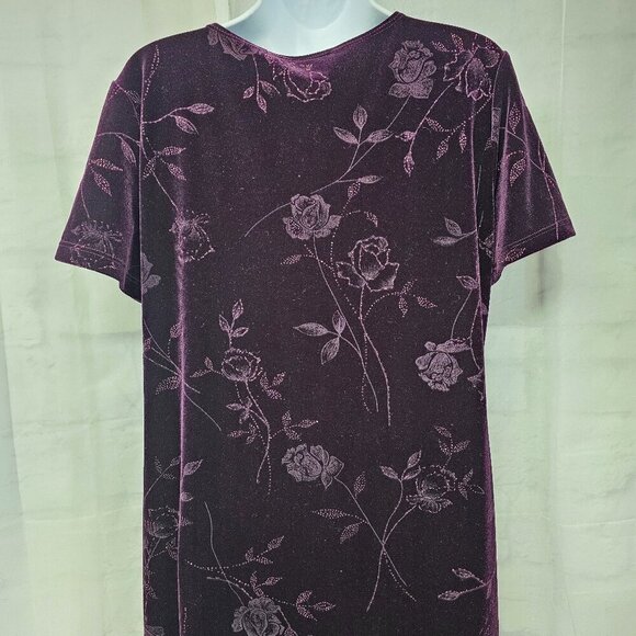 I.N. Studio Purple Velour Floral Glitter Maxi Dress Goth Romantic XL - Picture 7 of 10